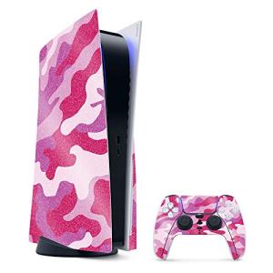 MightySkins Glossy Glitter Gaming Skin for PS5 / PlayStation 5 Bundle - Pink Camo | Durable High-Gloss Glitter Finish | Easy to Apply and Change Style | Made in The USA