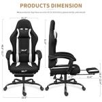 ErgoDesign Breathable Fabric Gaming Chair with Footrest, Height Adjustable Game Chair, Video Gaming Chair for Gaming Room, Living Room and Office - Black/White