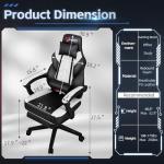 DL-win Video Gaming Chair for Adults, Computer Chair with Footrest and Ergonomic High Back, Big and Tall Gamer Chair with Massage Lumbar Support, 360° Swivel Height Adjustable Computer Chair, White