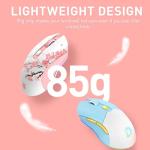 DAREU Sakura Pink Wireless Gaming Mouse with Charging Dock Rechargeable RGB,12K DPI,6 Programmable Buttons High-Precision Sensor [300IPS] [1000Hz] for PC Notebook Mac