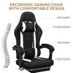 ErgoDesign Breathable Fabric Gaming Chair with Footrest, Height Adjustable Game Chair, Video Gaming Chair for Gaming Room, Living Room and Office - Black/White