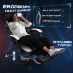 DL-win Video Gaming Chair for Adults, Computer Chair with Footrest and Ergonomic High Back, Big and Tall Gamer Chair with Massage Lumbar Support, 360° Swivel Height Adjustable Computer Chair, White