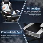 DL-win Video Gaming Chair for Adults, Computer Chair with Footrest and Ergonomic High Back, Big and Tall Gamer Chair with Massage Lumbar Support, 360° Swivel Height Adjustable Computer Chair, White