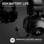 Logitech G PRO X 2 Lightspeed Wireless Gaming Headset: Wireless Gaming Headphones with Mic, 50mm Graphene Drivers, 2.02.0—7.1 Surround, Bluetooth/USB/3.5mm Aux, for PS4/PS5/PC/Nintendo Switch - Black