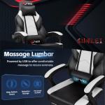 DL-win Video Gaming Chair for Adults, Computer Chair with Footrest and Ergonomic High Back, Big and Tall Gamer Chair with Massage Lumbar Support, 360° Swivel Height Adjustable Computer Chair, White