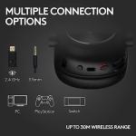 Logitech G PRO X 2 Lightspeed Wireless Gaming Headset: Wireless Gaming Headphones with Mic, 50mm Graphene Drivers, 2.02.0—7.1 Surround, Bluetooth/USB/3.5mm Aux, for PS4/PS5/PC/Nintendo Switch - Black