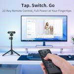 EMEET C60E Dual-Camera 4K Webcam for Streaming, Wide-Angle and Telephoto Cameras, Max 11X Hybrid Zoom & PDAF Autofocus, Remote Control, RGB Lighting, 2 Mics, Ideal for Livestreaming and Online Meeting