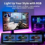 EMEET C60E Dual-Camera 4K Webcam for Streaming, Wide-Angle and Telephoto Cameras, Max 11X Hybrid Zoom & PDAF Autofocus, Remote Control, RGB Lighting, 2 Mics, Ideal for Livestreaming and Online Meeting