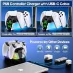 PS5 Controller Charger Station Compatible with DualSense & Edge Controllers, PS5 Charging Station Docking with RGB Light & LED Indicator for PlayStation 5 Accessories Kits for PlayStation Games