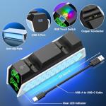 PS5 Controller Charger Station Compatible with DualSense & Edge Controllers, PS5 Charging Station Docking with RGB Light & LED Indicator for PlayStation 5 Accessories Kits for PlayStation Games