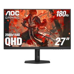 AOC Q27G4XN 27" Gaming Monitor, 2K QHD 2560x1440, 180Hz 1ms, Adaptive-Sync, Height Adjustable, 2X HDMI 2.0, 1x Display Port, Xbox/PS5/Switch Ready, 3-Year Zero-Bright-dot