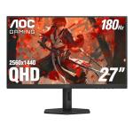 AOC Q27G4XN 27" Gaming Monitor, 2K QHD 2560x1440, 180Hz 1ms, Adaptive-Sync, Height Adjustable, 2X HDMI 2.0, 1x Display Port, Xbox/PS5/Switch Ready, 3-Year Zero-Bright-dot