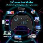 2.4G Wireless PC/Switch Controller with RGB Lighting/Programming Keys/Hall Joysticks/Hall Triggers/Vibrations,Three-Mode Switch Controller,Plug and Play Work for Windows PC, Android, Switch, Steam,TV