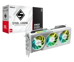 ASRock AMD Radeon RX 9070 XT Steel Legend 16GB White GPU 20Gbps GDDR6 256Bit (3rd Gen RT 2nd Gen AI Accelerators) PCIe5.0 800W 2x8-pin Triple Fan DP2.1a HDMI2.1b Graphics Card 2.9 Slot