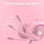 Gaming Headset with Microphone for Pc, Xbox One Series X/s, Ps4, Ps5, Switch, Stereo Wired Noise Cancelling Over-Ear Headphones with Mic, RGB, for Computer, Laptop, Mac, Nintendo (Pink)