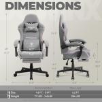 Dowinx Gaming Chair Fabric with Pocket Spring Cushion, Massage Game Chair Cloth with Headrest, Ergonomic Computer Chair with Footrest 290LBS, Pink and Grey