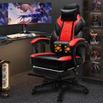 Shintenchi Gaming Chair with Footrest, Massage Lumbar Support, Height Adjustment, and 360° Swivel Seat. Ergonomic Design for Gaming
