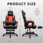 Shintenchi Gaming Chair with Footrest, Massage Lumbar Support, Height Adjustment, and 360° Swivel Seat. Ergonomic Design for Gaming