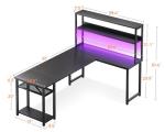 ODK 61" L Shaped Gaming Desk with Hutch & Headphone Hook, Corner Computer Table with Storage Shelves for Home Office, Black