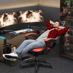 Shintenchi Gaming Chair with Footrest, Massage Lumbar Support, Height Adjustment, and 360° Swivel Seat. Ergonomic Design for Gaming