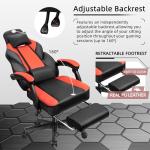 Shintenchi Gaming Chair with Footrest, Massage Lumbar Support, Height Adjustment, and 360° Swivel Seat. Ergonomic Design for Gaming