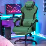 GTPLAYER Gaming Chair, Video Game Chairs with Footrest and Lumbar Support, Computer Chair for Adults with Extended Backrest, Ergonomic Reclining Silla Gamer, Fabric, Green