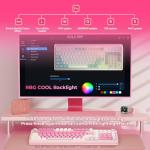 AULA 99 Key Keyboard, Wireless Gaming Keyboard Bluetooth Computer Keyboards Creamy Cute with Number Pad RGB Backlit Tri-Mode BT/2.4GHz/USB-C - Pink