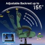 GTPLAYER Gaming Chair, Video Game Chairs with Footrest and Lumbar Support, Computer Chair for Adults with Extended Backrest, Ergonomic Reclining Silla Gamer, Fabric, Green