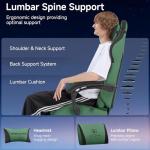 GTPLAYER Gaming Chair, Video Game Chairs with Footrest and Lumbar Support, Computer Chair for Adults with Extended Backrest, Ergonomic Reclining Silla Gamer, Fabric, Green