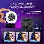 NexiGo N680E Pro 4K Webcam with Ring Light, PDAF Autofocus, 1080p 60FPS, Dual Noise-Canceling Mics, Privacy Shutter, USB Plug-and-Play for Zoom, Teams, Twitch, Google Meet