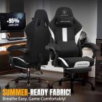 GTPLAYER Gaming Chair with Foot Rest & Pocket Spring Cushion, Breathable Fabric for Home Office Desk, Ergonomic High Back Computer Chair with Headrest & Lumbar Support, Black