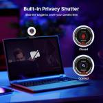 NexiGo N680E Pro 4K Webcam with Ring Light, PDAF Autofocus, 1080p 60FPS, Dual Noise-Canceling Mics, Privacy Shutter, USB Plug-and-Play for Zoom, Teams, Twitch, Google Meet