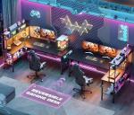 Aheaplus L Shaped Desk Gaming Desk, 59" L Shaped Computer Desk with LED Light & Power Outlet, Reversible Home Office Desk Gamer Desks with Shelves & Storage Bag & Hooks, Corner PC Desk, Black