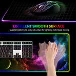 AIMSA Large RGB Gaming Mouse Pad, Keyboard Mousepad Led Extended 35.4 x 15.8 inch Non-Slip Rubber Base with 14 Lighting Modes, Big Desk Mat Waterproof, Nebula Universe