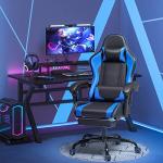 Homall Gaming Chair, Video Game Chair with Footrest and Massage Lumbar Support, Ergonomic Computer Chair Height Adjustable with Swivel Seat and Headrest (Blue)
