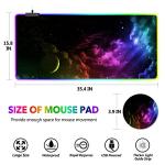 AIMSA Large RGB Gaming Mouse Pad, Keyboard Mousepad Led Extended 35.4 x 15.8 inch Non-Slip Rubber Base with 14 Lighting Modes, Big Desk Mat Waterproof, Nebula Universe