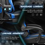 Homall Gaming Chair, Video Game Chair with Footrest and Massage Lumbar Support, Ergonomic Computer Chair Height Adjustable with Swivel Seat and Headrest (Blue)