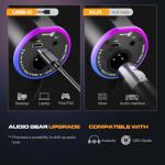 P PUPGSIS XLR/USB Podcast Microphone, Gaming Mic with Mute Button, Reverb Effects, Noise Cancellation, Boom Arm Stand, Headphones Jack, Dynamic Microphone for Streaming/Recording/Gaming/Vocal-Black