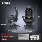 RESPAWN 110 Pro Ergonomic Gaming Chair with Footrest for Adults - Comfortable Office Gaming Recliner with Lumbar Support and Headrest, Racing Style Video Game Chairs for Computer Gamer - Black