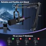 P PUPGSIS XLR/USB Podcast Microphone, Gaming Mic with Mute Button, Reverb Effects, Noise Cancellation, Boom Arm Stand, Headphones Jack, Dynamic Microphone for Streaming/Recording/Gaming/Vocal-Black