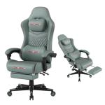 MINOMAC Gaming Chair,Ergonomic Computer Gaming Chair,400lb Load-Bearing,Retractable Footrest/Waist Support/Ergonomic Backrest[Spring + 4D Sponge] (Green)