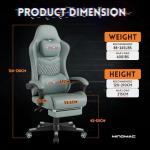 MINOMAC Gaming Chair,Ergonomic Computer Gaming Chair,400lb Load-Bearing,Retractable Footrest/Waist Support/Ergonomic Backrest[Spring + 4D Sponge] (Green)