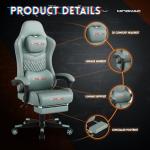 MINOMAC Gaming Chair,Ergonomic Computer Gaming Chair,400lb Load-Bearing,Retractable Footrest/Waist Support/Ergonomic Backrest[Spring + 4D Sponge] (Green)