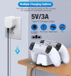 PS5 Controller Charging Station, PlayStation 5 Dualsense Charger Dock with Dual Stand, Upgrade PS5 Charger Accessory with Fast Charge Cable, PlayStation 5 Station, White