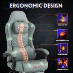 MINOMAC Gaming Chair,Ergonomic Computer Gaming Chair,400lb Load-Bearing,Retractable Footrest/Waist Support/Ergonomic Backrest[Spring + 4D Sponge] (Green)