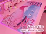 JMIYAV Pink Sakura RGB Gaming Mouse Pad 31.5x12 Inch PC XL Large Extended Glowing Led Light Up Desk Pad Non-Slip Rubber Base Computer Mouse Pad Cute Mousepad Mat