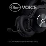 Logitech G Pro X Wired Gaming Headset: Blue VO!CE Detachable Boom Mic, DTS 7.1, 50 mm Drivers, USB/3.5mm Aux, Spare Memory Foam Ear Pads, USB DAC & Bag Included - Black