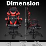 Ray Bear Gaming Chair, Ergonomic Computer Chair with Footrest and Lumbar Support, Height Adjustable Office Chair with 360° Swivel Seat and Headrest (Red & Black)