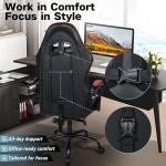 Ray Bear Gaming Chair, Ergonomic Computer Chair with Footrest and Lumbar Support, Height Adjustable Office Chair with 360° Swivel Seat and Headrest (Red & Black)