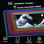 Gaming Laptop Mouse Pad,Sea Wave Big Mice Pads PC Keyboard Waterproof and Non-Slip 31.5 x 11.9 0.12" Thick XL,XXL Rubber Table Mat, RGB Led with 10 Lighting Modes+9 Color Changing Modes Mat